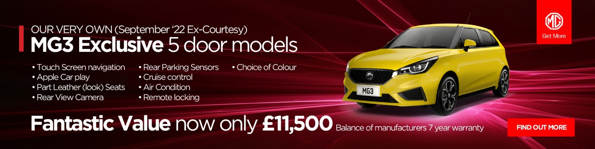 MG3 Extra £500 Saving Offer Banner