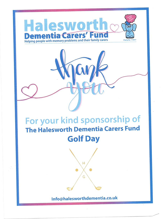 Halesworth Dementia Carers Fund Golf Day Raises Over £6245